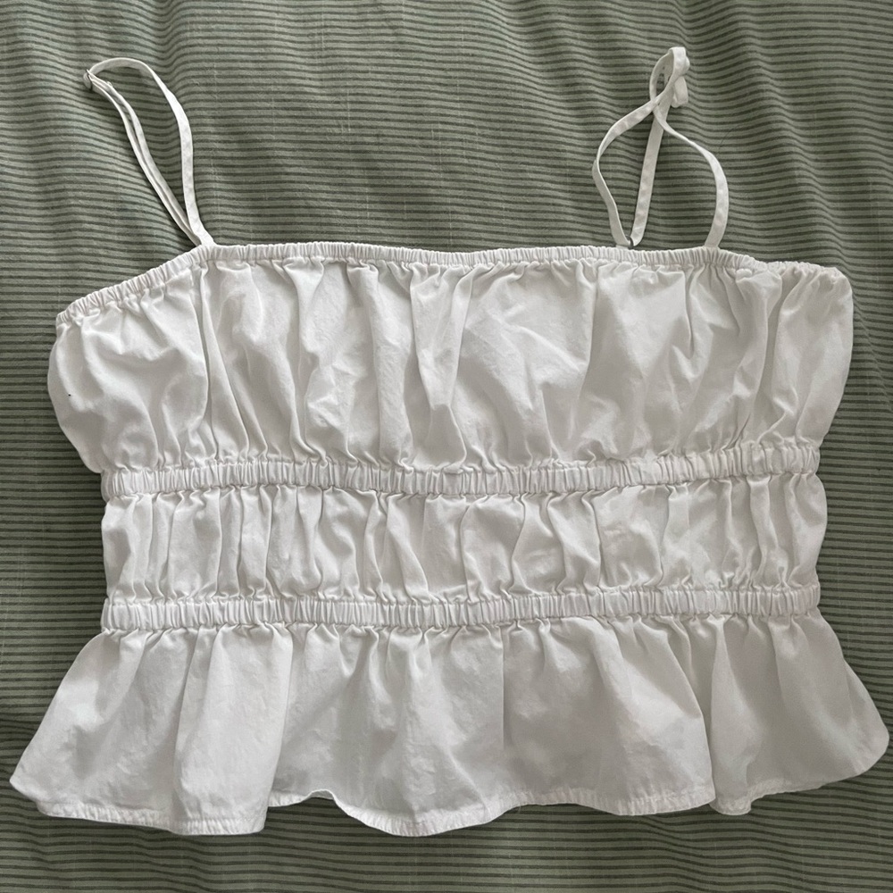 Sunday White Ruffled Camisole Top